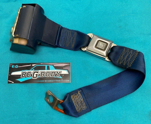 1978-1988 Gbody Rear Bench Seat Seatbelt Strap Monte Regal Cutlass Blue OEM GM