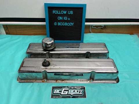 Edelbrock Small Block Chevy 305 327 350 Engine Valve Cover Set Reproduction