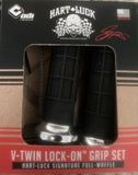 2008-2023 V-Twin Lock-On Hart Luck Signature Full Waffle Grip Set V31HTW-BB-S