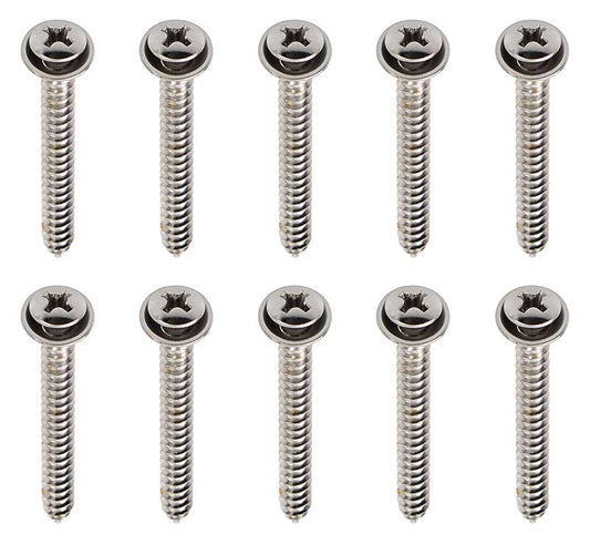 Universal Chrome Screw w/ Integral Washer #8 x 1-1/2" - Set (10)