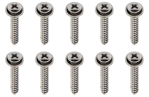 Universal Chrome Screw Set with integral Washer  #8 x 1" - Set of 10 - Various Models