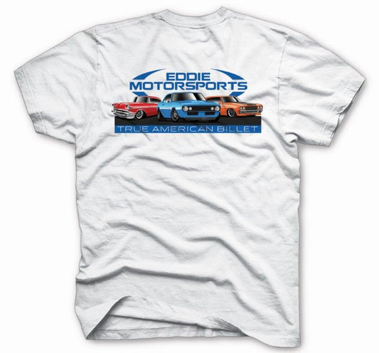 T-Shirt,100% Cotton,Eddie Motorsports Chevy Design,Mens Large,White