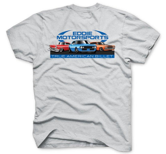 T-Shirt,100% Cotton,Eddie Motorsports Chevy Design,Mens Extra Large,Grey