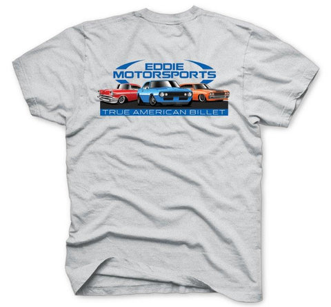 T-Shirt,100% Cotton,Eddie Motorsports Chevy Design,Mens Double Extra Large,Grey
