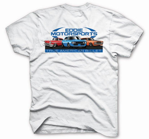 T-Shirt,100% Cotton,Eddie Motorsports Chevy Design,Mens Triple Extra Large,White