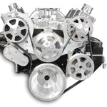 Pulley Kit,8 rib serpentine,Chevy Small Block,Aluminum,AC,Power Steering-Plastic Reservoir,170A, Raw machined