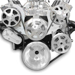 Pulley Kit,8 rib serpentine,Chevy Small Block,Aluminum,AC,Power Steering-No Reservoir,170A,Raw Machined finish