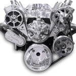 Pulley Kit,8 rib serpentine,Chevy Small Block,Aluminum,AC,Power Steering-No Reservoir,170A,Bright polished