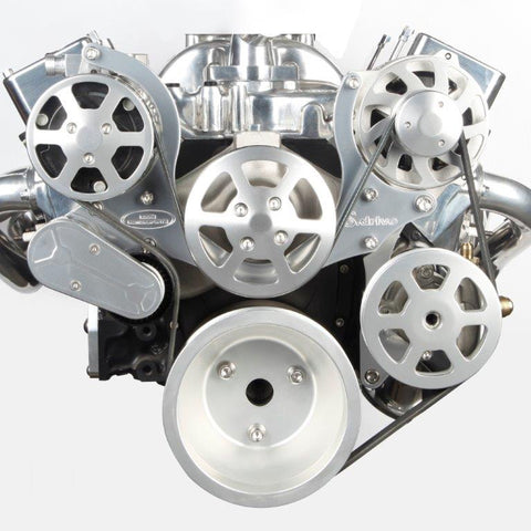 Pulley Kit,8 rib serpentine,Chevy Big Block,Aluminum,AC,Power Steering-No Reservoir,170A,Clear anodized finish