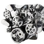 Pulley Kit,Serpentine,Ford 351C,Aluminum,AC,Power Steering-Plastic Reservoir,140A alt,Gloss black finish