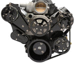 Pulley Kit,8 rib serpentine,Chevy LS ,Aluminum,AC,Power Steering-No Reservoir,170A,Gloss black Fusioncoat
