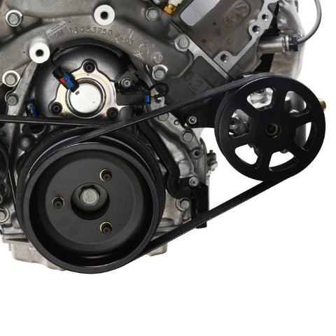 Power steering kit for Gen V Chevy LT1,Includes pump for remote reservoir, Matte black Fusioncoat