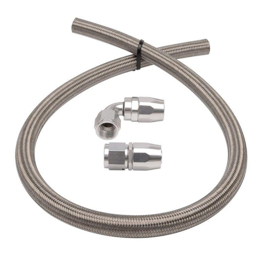 Power Steering Line Kit,For adding remote reservoir, -10 hose x 36 in. long, Clear anodized aluminum fittings