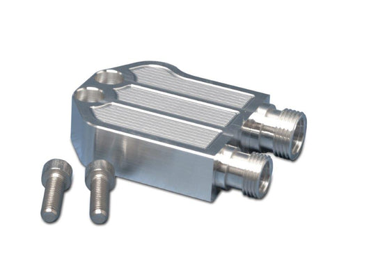 Air Compressor Manifold,Aluminum,Adapts -8 and -10 lines to Sanden AC compressor,Raw machined finish