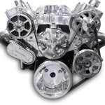 Pulley Kit,serpentine,Chevy Small Block,Aluminum,AC,Power Steering-No Reservoir,170A,Bright clear coat