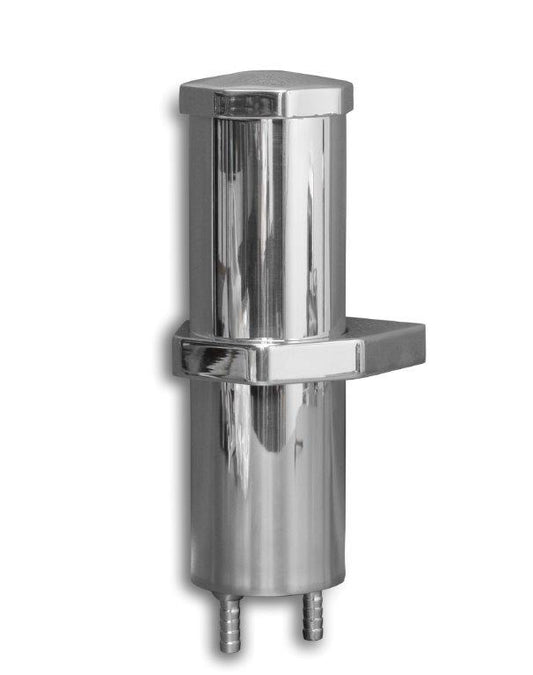 Radiator Overflow Tank,Billet aluminum,With bracket,9-1/2"tall,5/16 fittings,18 oz capacity,Bright polished