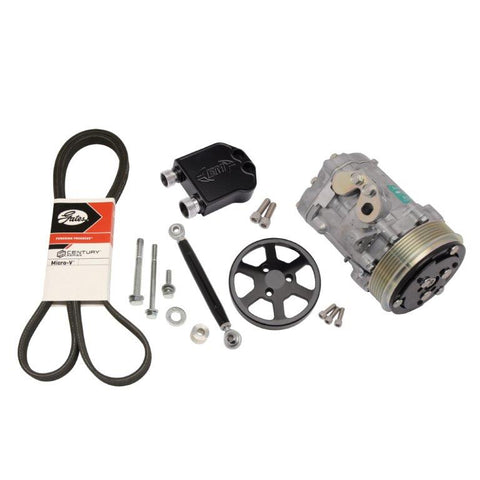 A/C kit for Gen V Chevy LT1,Includes compact Sanden compressor,manifold & clutch cover,Matte black finish