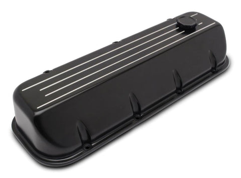 Valve Covers,Chevy Big Block,Aluminum,Tall,Angle cut,Ball milled,Clears most rockers & girdles,Black highlight