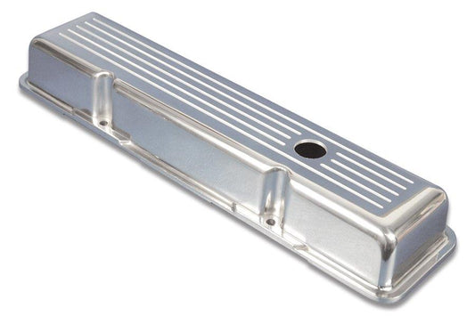 Valve Covers,Chevy Small Block,Aluminum,Ball Milled,Short,Bright polished finish