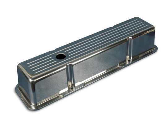 Valve Covers,Chevy Small Block,Aluminum,Ball Milled,Tall,Bright clear Fusioncoat finish