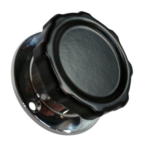 Valve cover cap & bung set, billet aluminum, weld or screw on, 2 ?ö round base, matte black fusioncoat finish