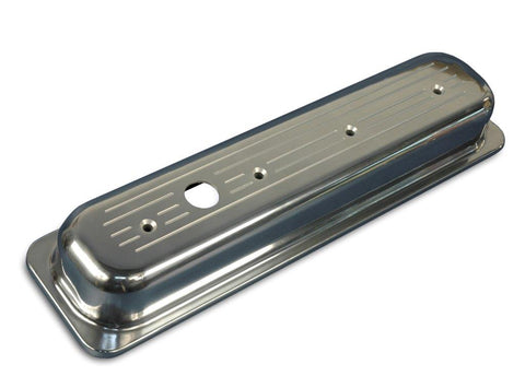 Valve Covers,Chevy Small Block,Aluminum,Short,Center Bolt,Ball Milled,Bright clear Fusioncoat finish