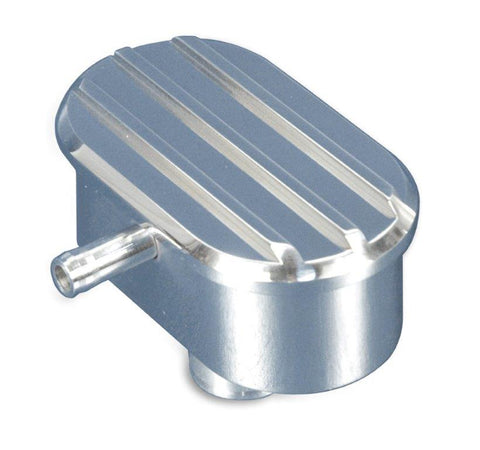 Valve Cover Breather/PCV,Aluminun,Oval,Finned Top,Bright polished finish
