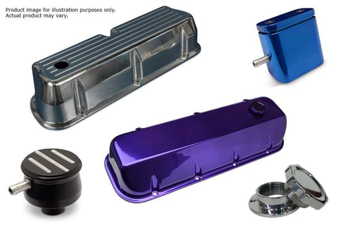 Valve Cover Breather,with PCV Valve,Made in the USA,Push-In,Diamond Hatch Cut Top,Clear anodized finish