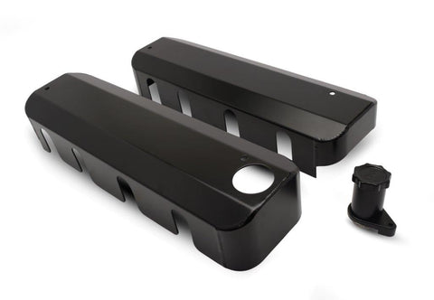 LS Coil covers, Aluminum with oil fill and cap, Bolts to stock valve cover, Matte black Fusioncoat finish