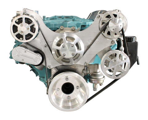 Pulley Kit,Serpentine,Pontiac 326-455,8bolt water pump,AC,Power steering pump,145A alternator,Raw machined