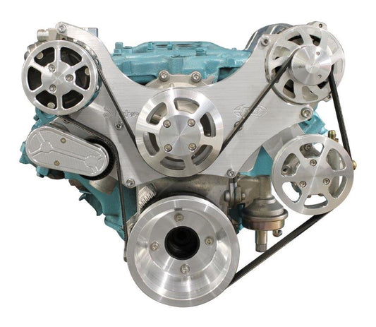 Pulley Kit,Serpentine,Pontiac 326-455,8bolt water pump,AC,Power steering pump,145A alternator,Raw machined