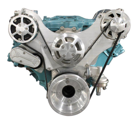 Pulley Kit,Serpentine,Pontiac 326-455,11bolt water pump,AC,No Power steering pump,145A alternator,Raw machined