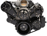 Pulley kit,Serpentine,Chevy LS with VVT,AC,Power steering(aluminum reservoir),170A alt,Gloss black Fusioncoat finish