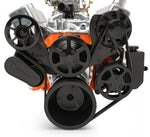 Pulley Kit,8rib serpentine,Chevy Small Block,Aluminum,No AC,Power steering-Aluminum Reservoir,170A,Matte black