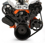 Pulley Kit,8 rib serpentine,Chevy Small Block,Aluminum,No AC,Power Steering-No Reservoir,170A alt,Gloss black