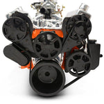 Pulley Kit,8 rib serpentine,Chevy Big Block,Aluminum,AC,Power Steering-Aluminum Reservoir,170A,Matte black