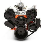 Pulley Kit,serpentine,Chevy Big Block,Aluminum,AC,Power Steering-Plastic Reservoir,170A alternator,Matte black