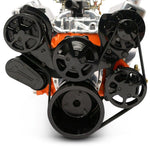 Pulley Kit,serpentine,Chevy Small Block,Aluminum,AC,Power Steering-No Reservoir,170A alternator,Gloss black