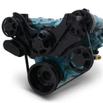 Pulley Kit,Serpentine,Mopar BigBlock,Aluminum,AC,Power Steering-Aluminum Reservoir,170A alternator,Gloss black