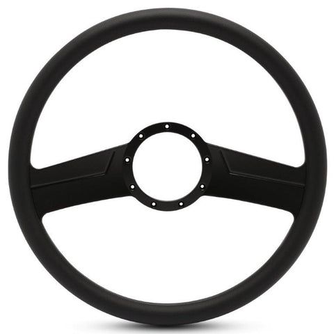 Steering Wheel,Fury style,Aluminum,15 1/2,Half-wrap,Made in the USA,Matte black Fusioncoat spokes,Black grip