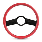 Steering Wheel,Fury style,Aluminum,15 1/2,Half-wrap,Made in the USA,Matte black Fusioncoat spokes,Red grip