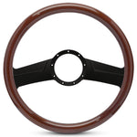 Steering Wheel,Fury style,Aluminum,15 1/2",Half-wrap,Made In USA,Matte black spokes,Wood grip
