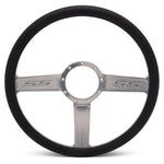 Steering Wheel,SS logo,Aluminum,15 1/2,Half-wrap,Made in the USA,Clear anodized spokes,Black grip