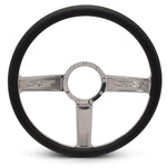 Steering Wheel,SS logo,Aluminum,15 1/2,Half-wrap,Made in the USA,Chrome spokes,Black grip