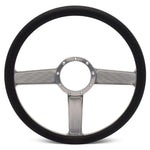 Steering Wheel,Linear style,Aluminum,15 1/2,Half-wrap,Made in the USA,Clear anodized spokes,Black grip