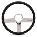 Steering Wheel,G3 style,Aluminum,15 1/2,Half-wrap,Made in the USA,Chrome spokes,Black grip