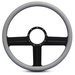 Steering Wheel,G3 style,Aluminum,15 1/2,Half-wrap,Made in the USA,Matte black Fusioncoat spokes,Grey grip