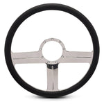 Steering Wheel,G3 style,Aluminum,15 1/2,Half-wrap,Made in the USA,Bright polished spokes,Black grip