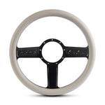 Steering Wheel,SS logo,Aluminum,13 3/4,Half-wrap,Made in the USA,Gloss black Fusioncoat spokes,Grey grip