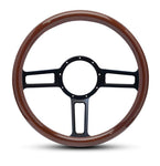 Steering Wheel,Aluminum,13 3/4",Half-wrap,Launch style,Made In USA,Matte black spokes,Wood grip